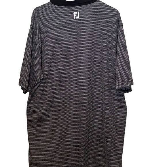 FootJoy FJ men’s polo Size XL black white geometric print contrasting trim golf - Picture 3 of 7